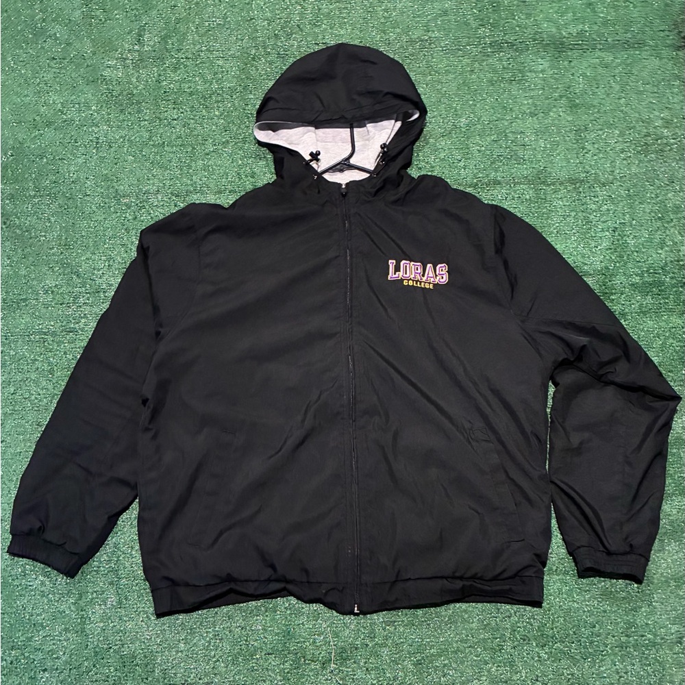 Gear For Sports LORAS College Black Hooded Windbreaker